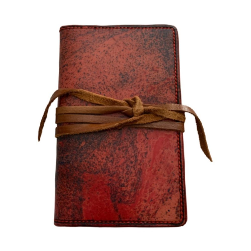 Tie Dye Leather Field Notebook Cover - Dark Red